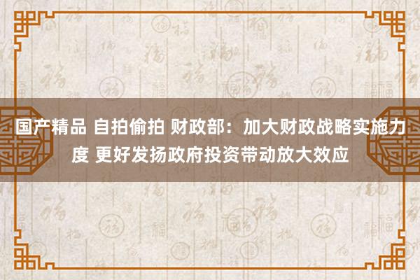 国产精品 自拍偷拍 财政部：加大财政战略实施力度 更好发扬政府投资带动放大效应